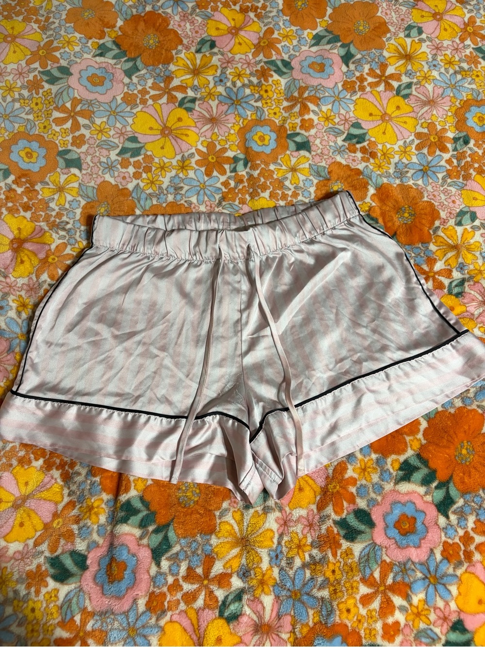 Victorias Secret Silky Pink and White Striped Pajama Shorts